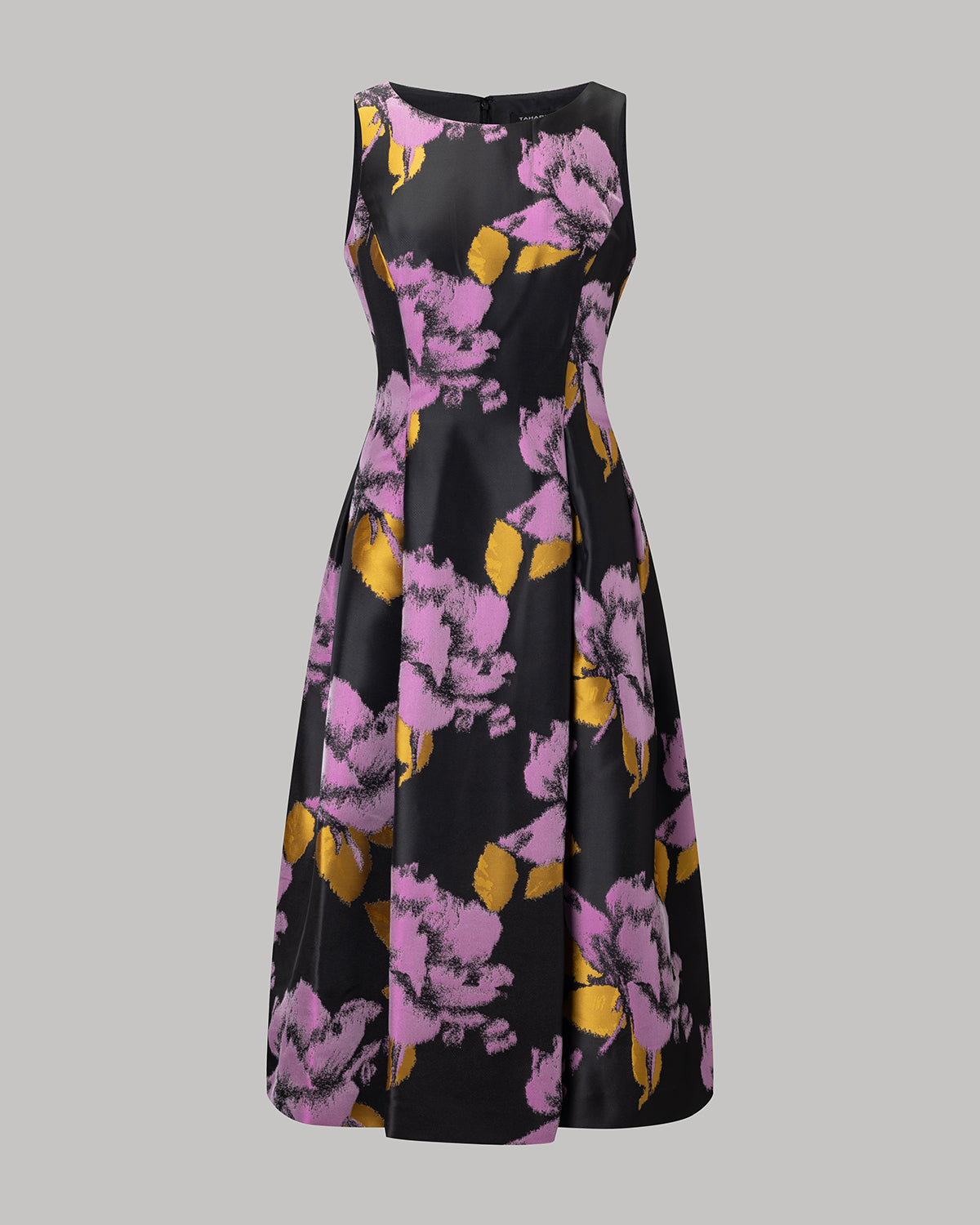 CrepeShine Black Viola Floral Dress