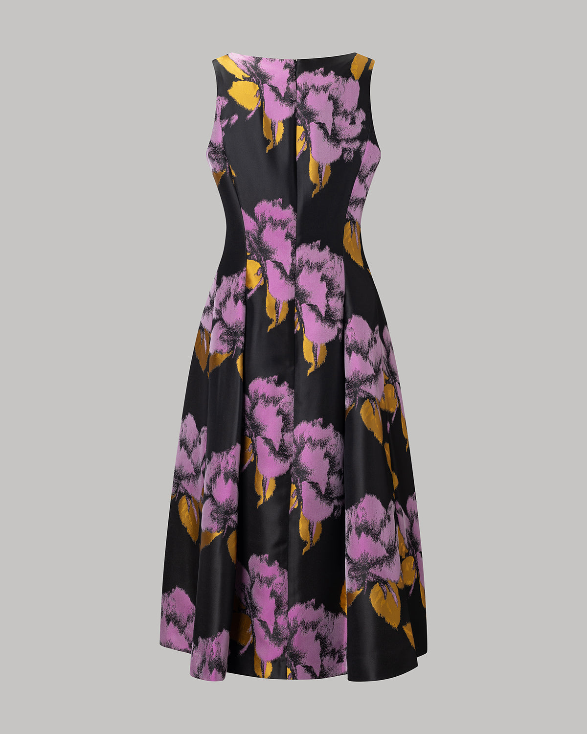 CrepeShine Black Viola Floral Dress