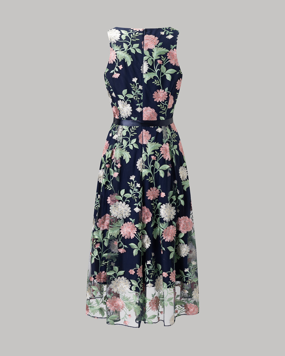 CrepeShine NAVY ROSE EMB Evening Dress