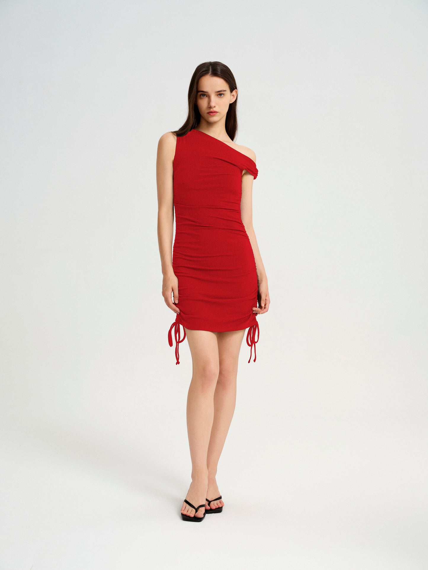 BlisSecret One Shoulder Rouched Mini Dress