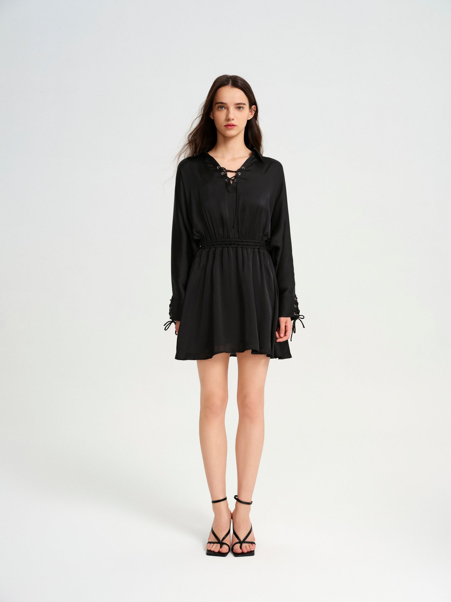 BlisSecret LACE UP V-NECK MINI DRESS
