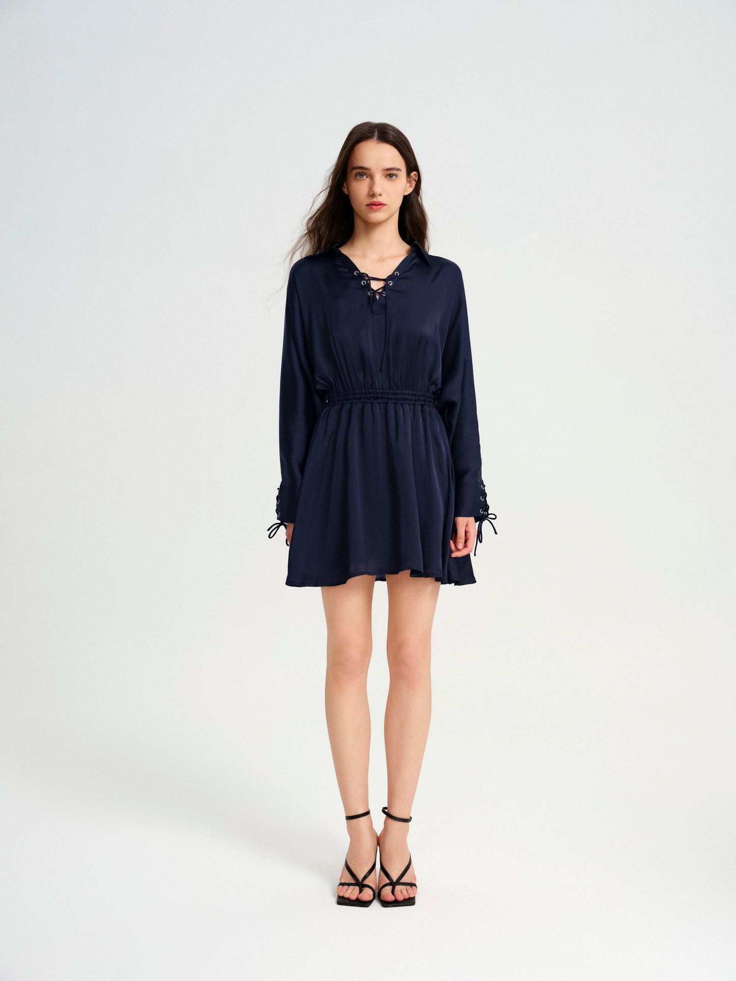 BlisSecret LACE UP V-NECK MINI DRESS