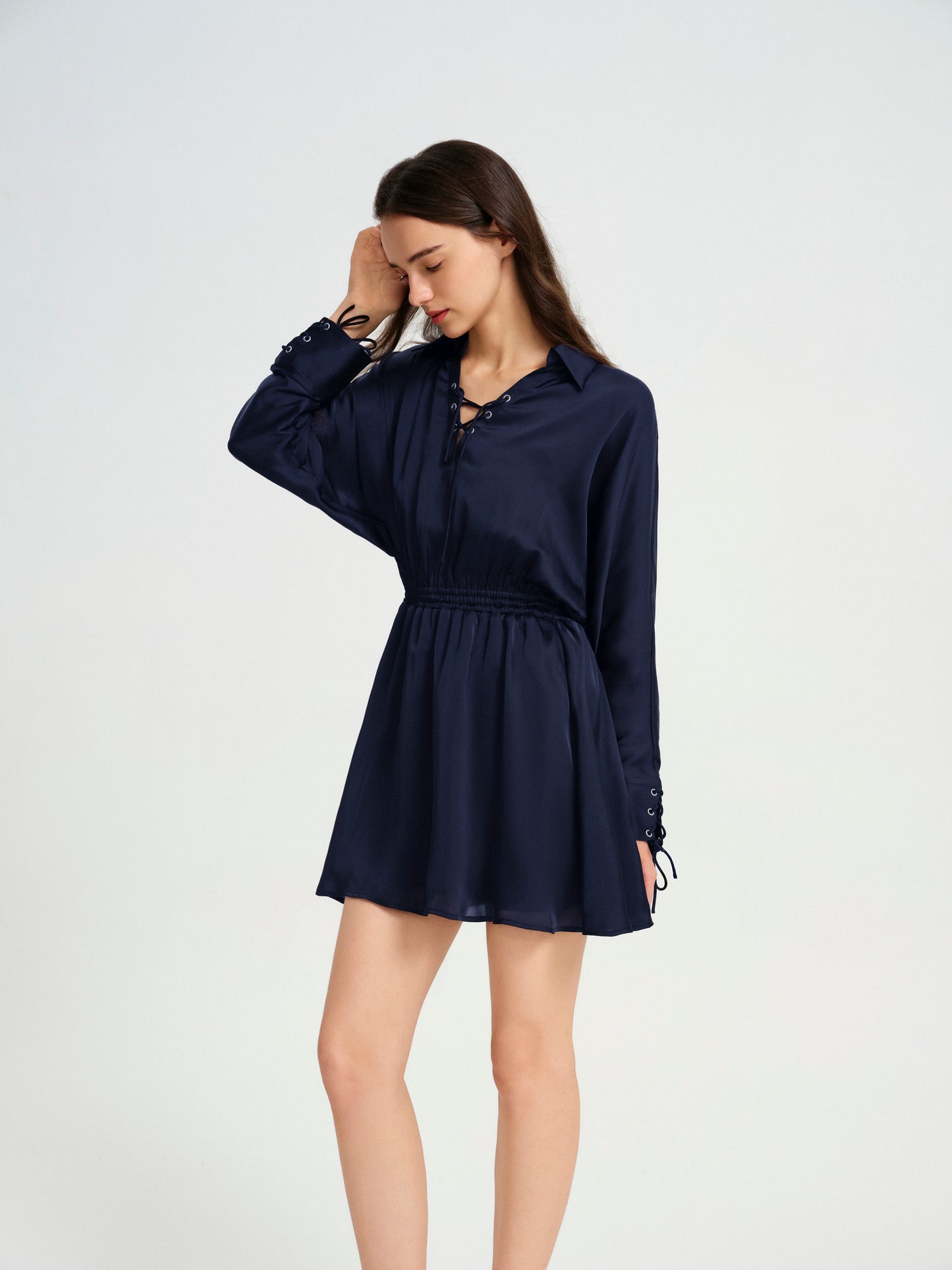 BlisSecret LACE UP V-NECK MINI DRESS