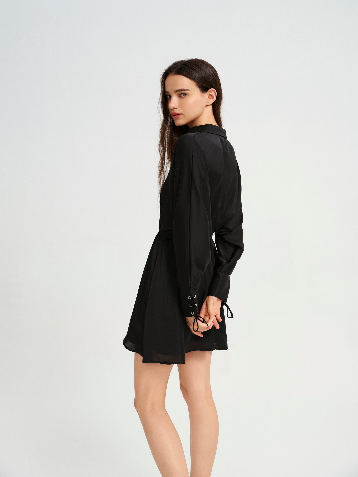 BlisSecret LACE UP V-NECK MINI DRESS