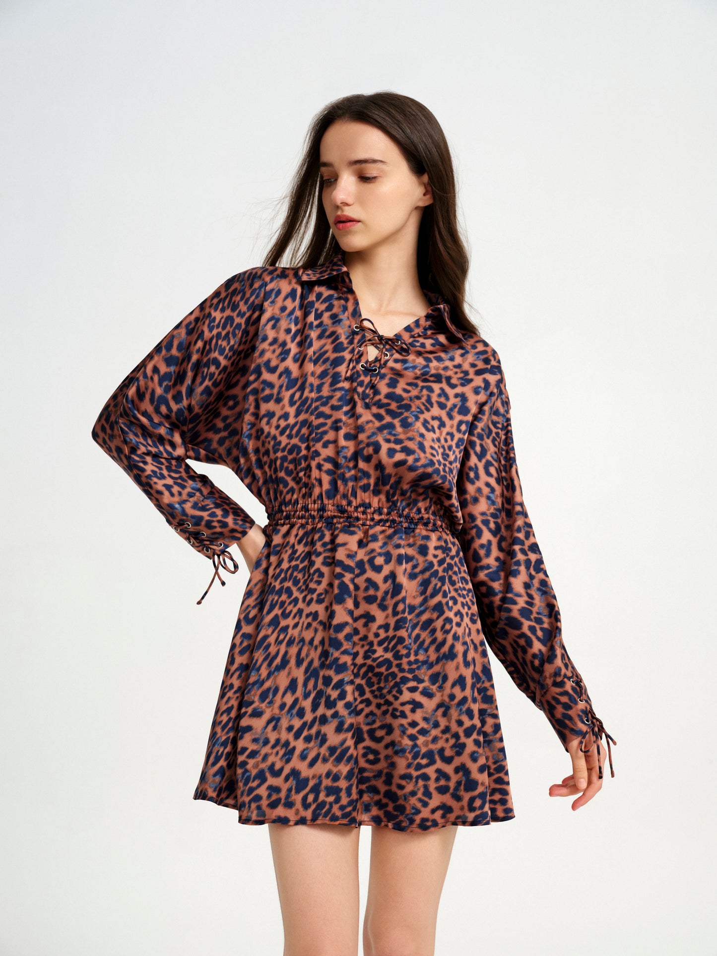 BlisSecret LACE UP V-NECK MINI DRESS