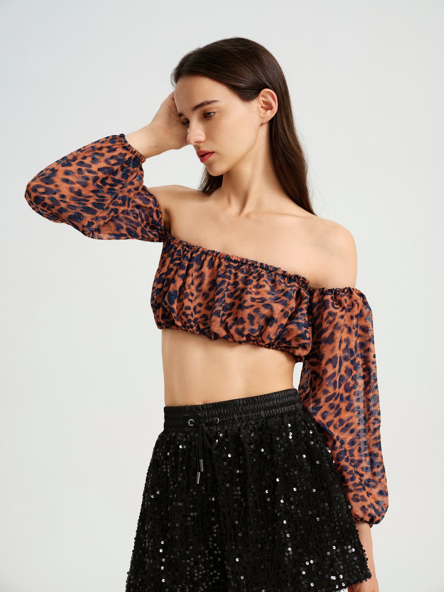 BlisSecret Off The Shoulder Cropped Bubble Top