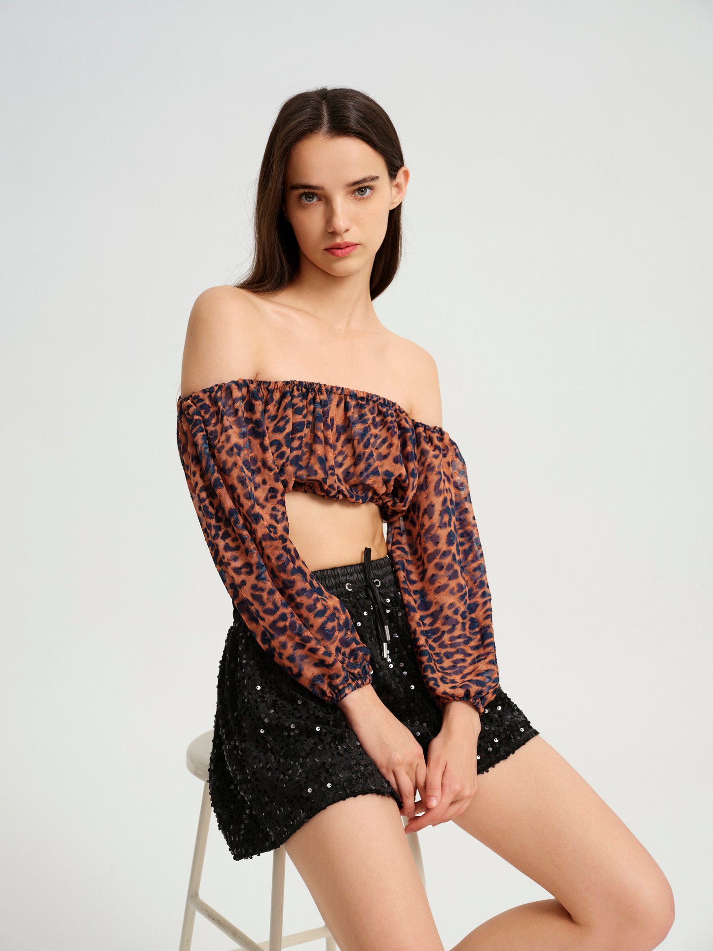 BlisSecret Off The Shoulder Cropped Bubble Top