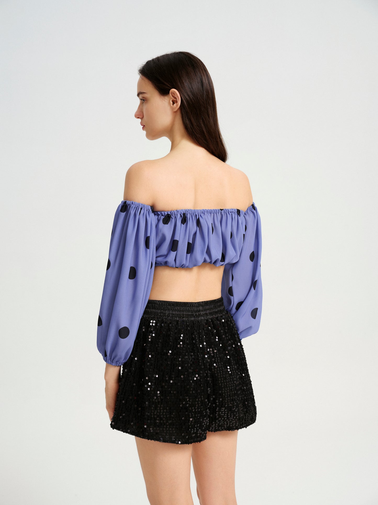 BlisSecret Off The Shoulder Cropped Bubble Top