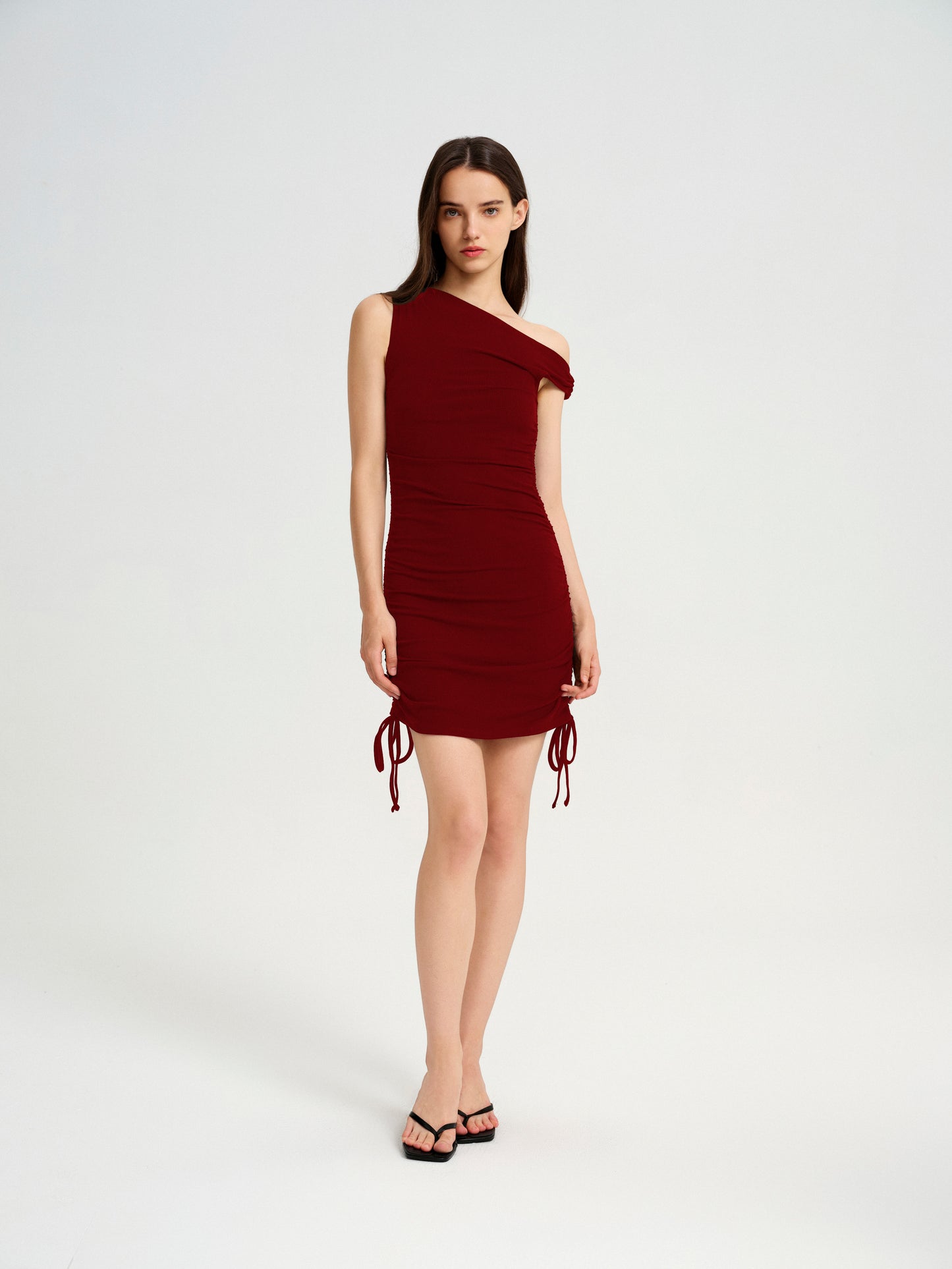 BlisSecret One Shoulder Rouched Mini Dress