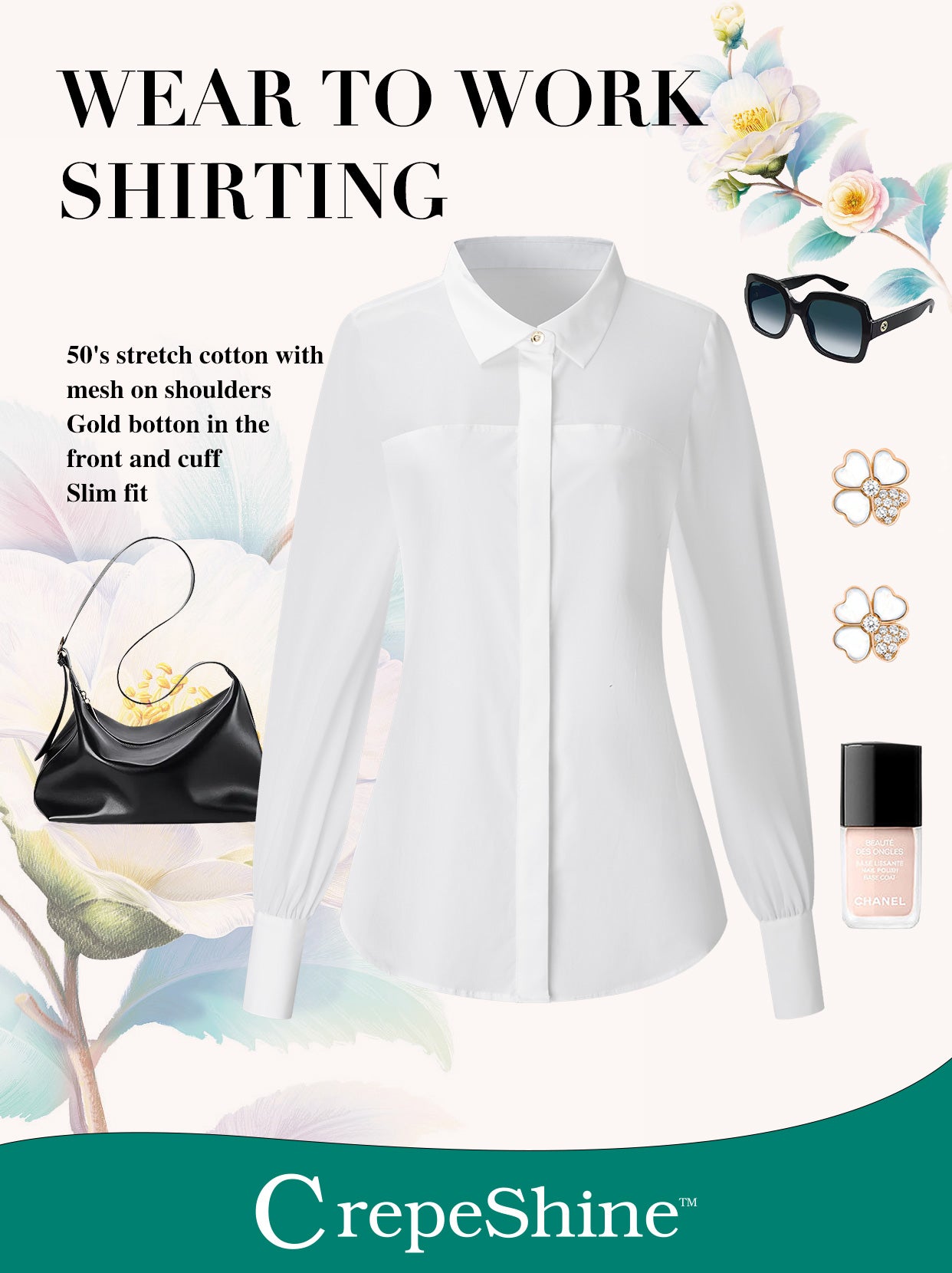 CrepeShine White Slim Shirting