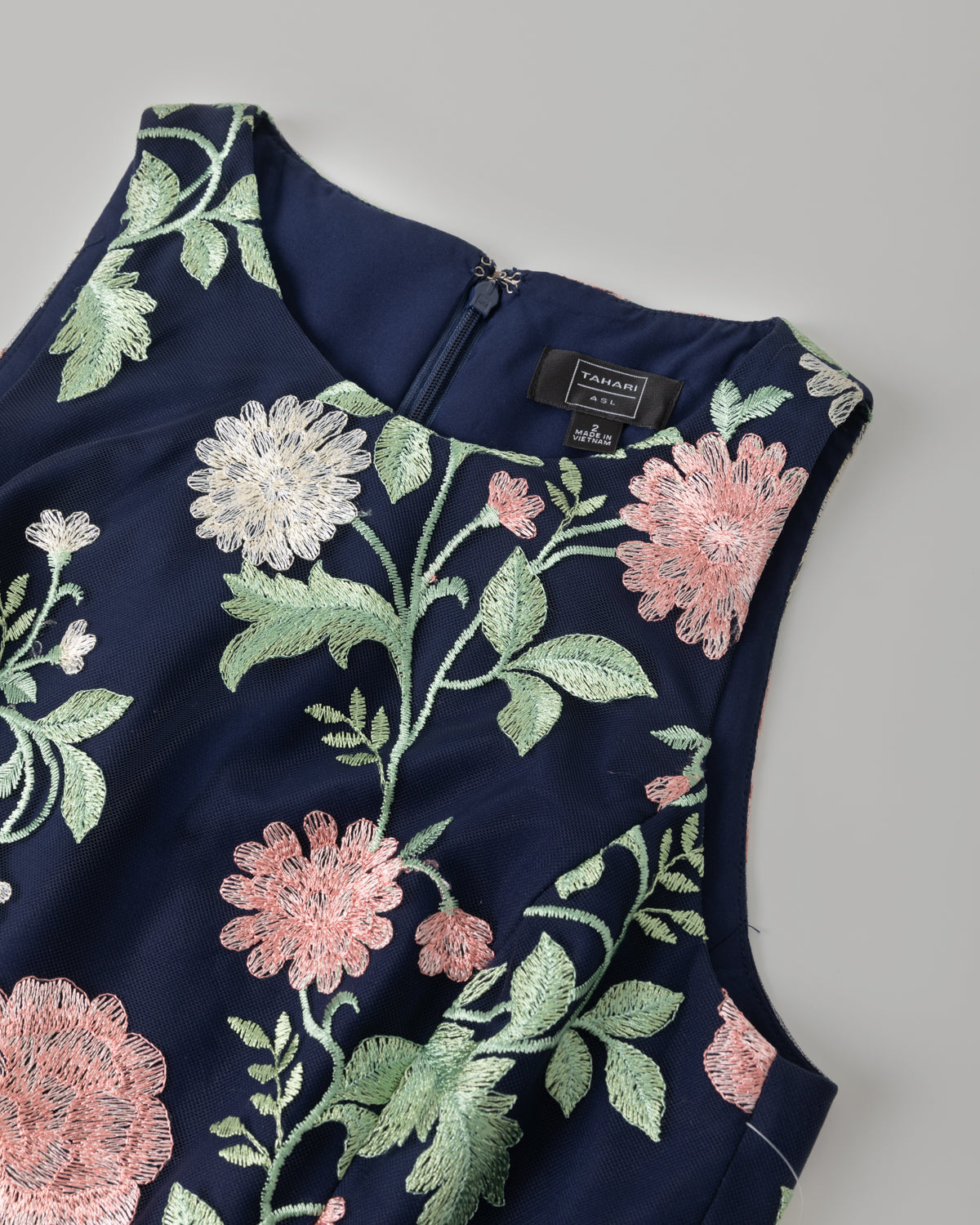 CrepeShine NAVY ROSE EMB Evening Dress