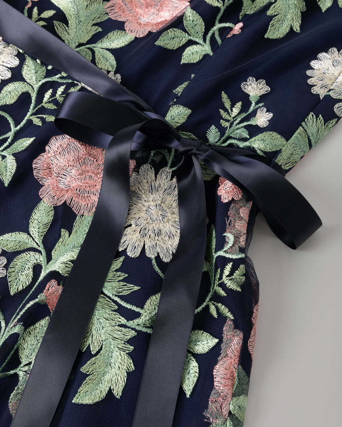 CrepeShine NAVY ROSE EMB Evening Dress