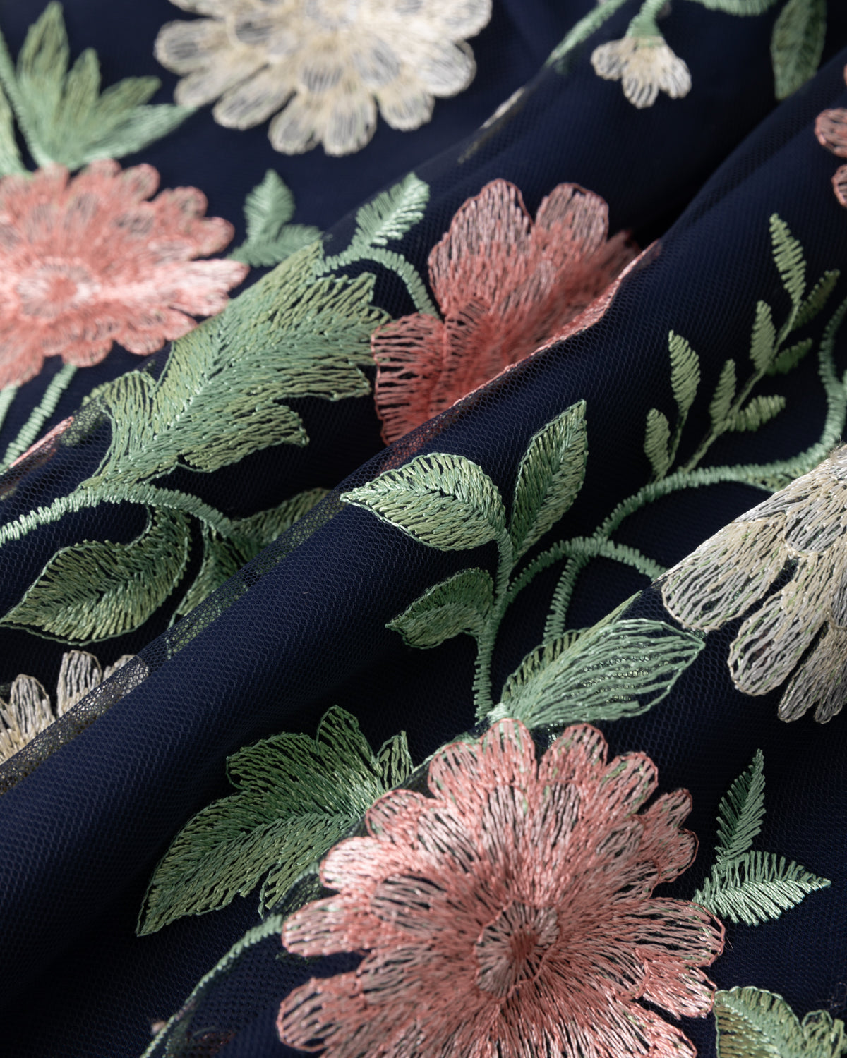 CrepeShine NAVY ROSE EMB Evening Dress