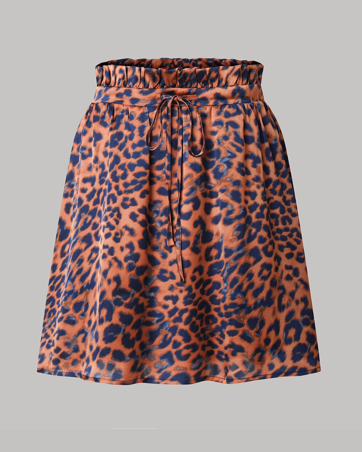 BlisSecret Leopard Print Cowl Neck Cropped Top With Pleated Padded Shoulder & Shorts