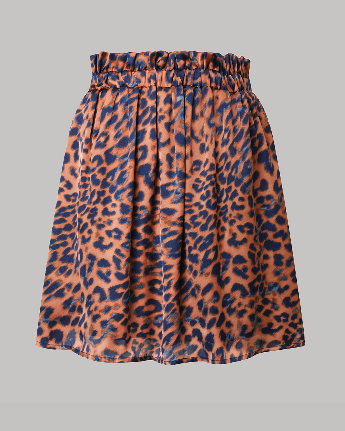 BlisSecret Leopard Print Cowl Neck Cropped Top With Pleated Padded Shoulder & Shorts