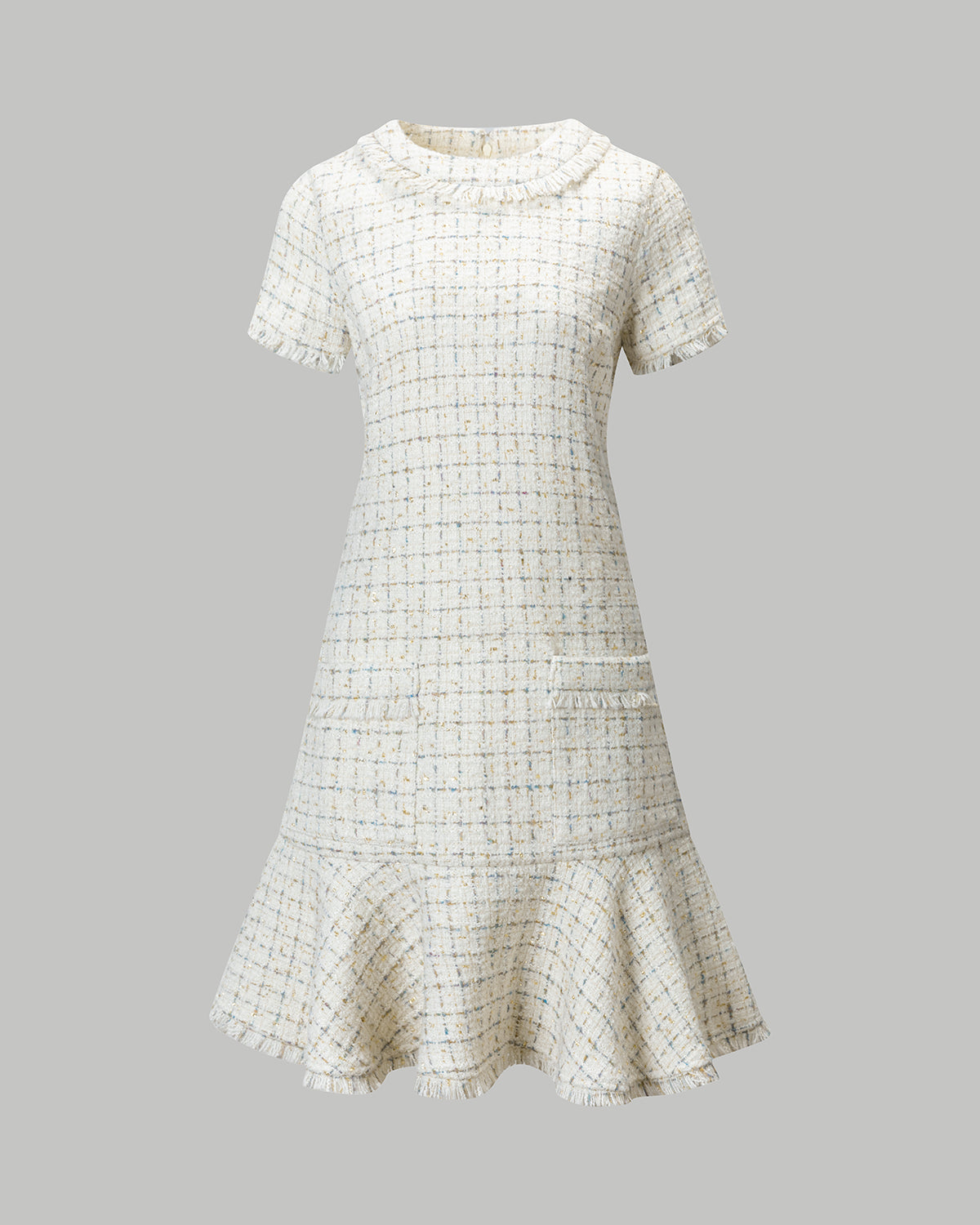 Kevan Hall X VelvetBlue Metallic Tweed Short Sleeve Mini Dress