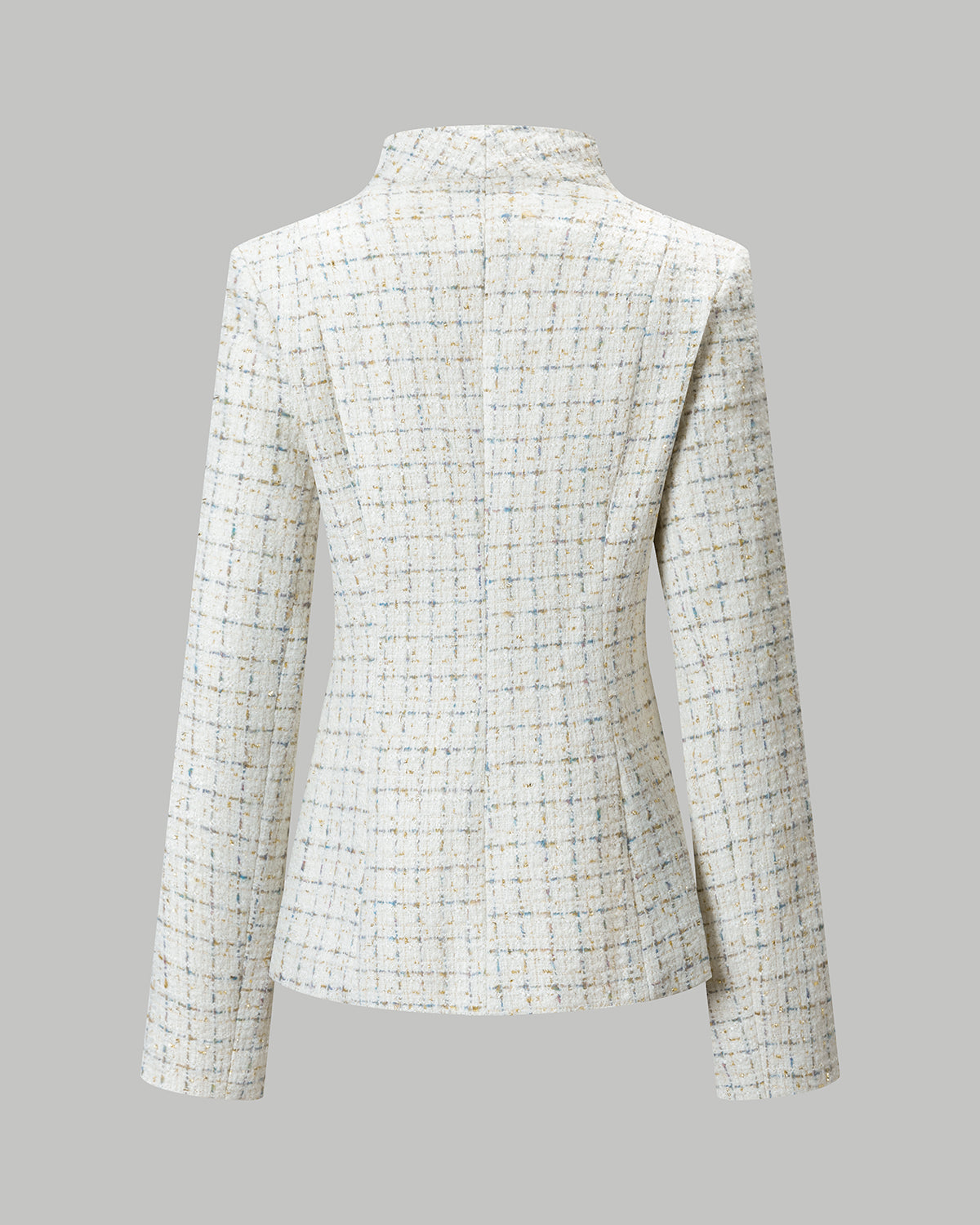 Kevan Hall X VelvetBlue - Winter White Metallic Tweed Zip Front Jacket & A-Line Skirt