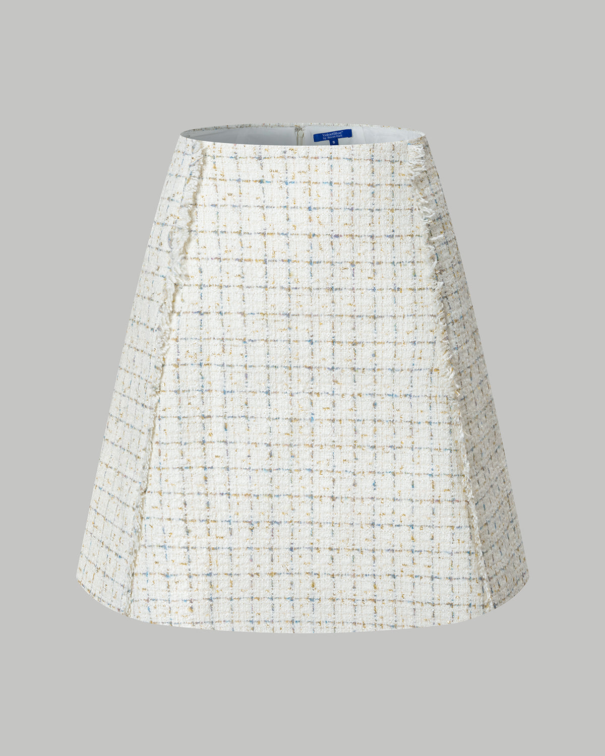 Kevan Hall X VelvetBlue - Winter White Metallic Tweed Zip Front Jacket & A-Line Skirt