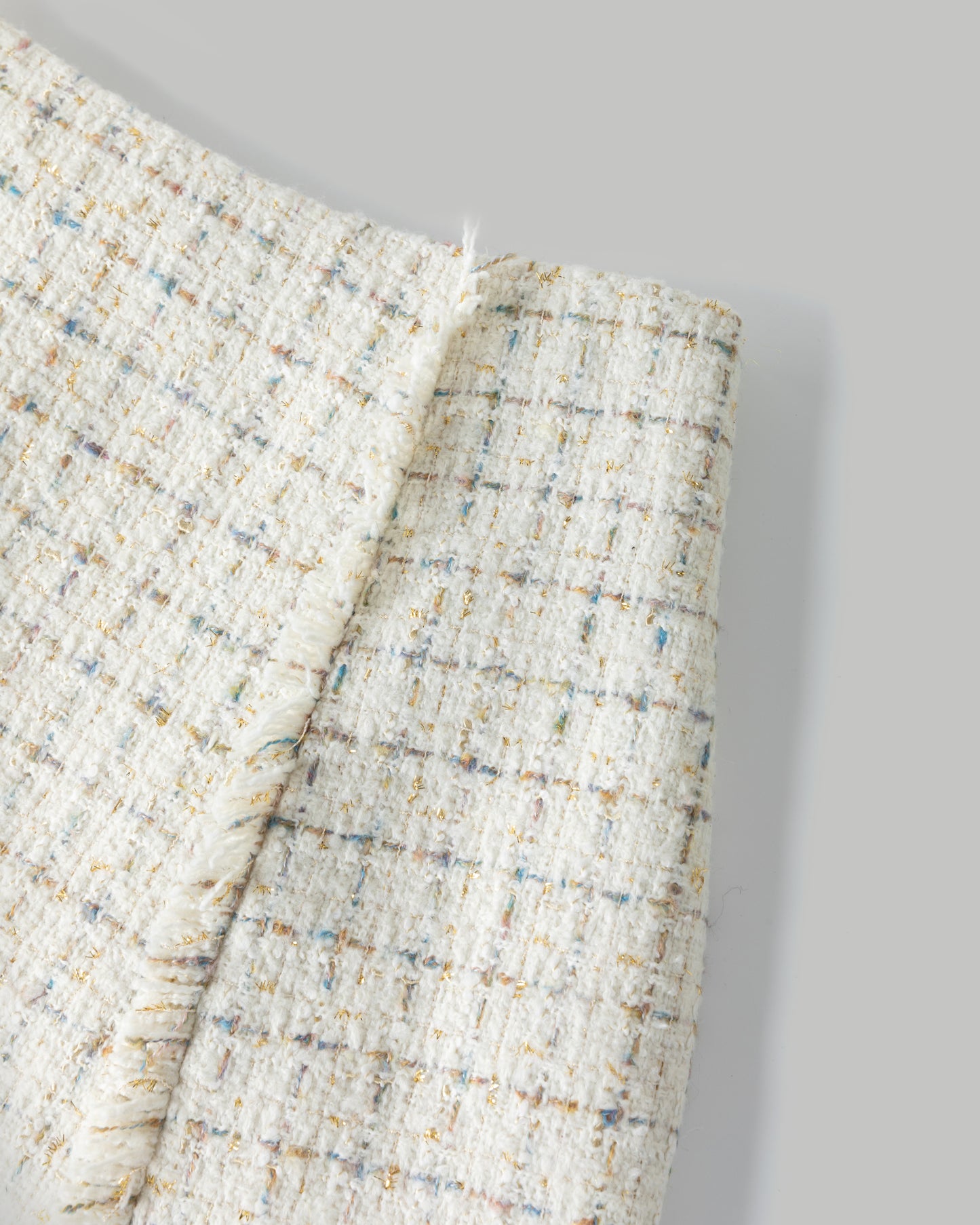 Kevan Hall X VelvetBlue - Winter White Metallic Tweed Zip Front Jacket & A-Line Skirt