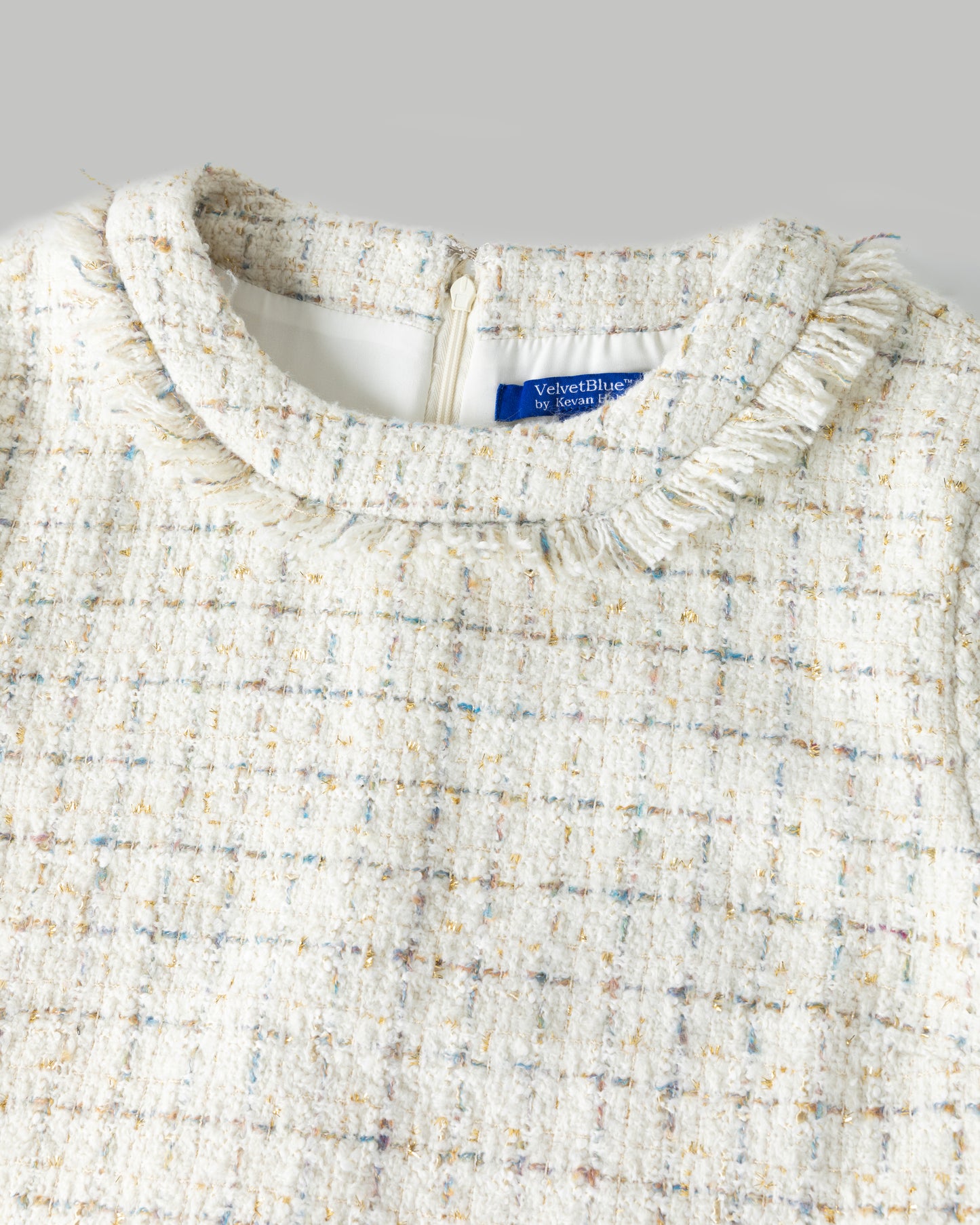 Kevan Hall X VelvetBlue Metallic Tweed Short Sleeve Mini Dress