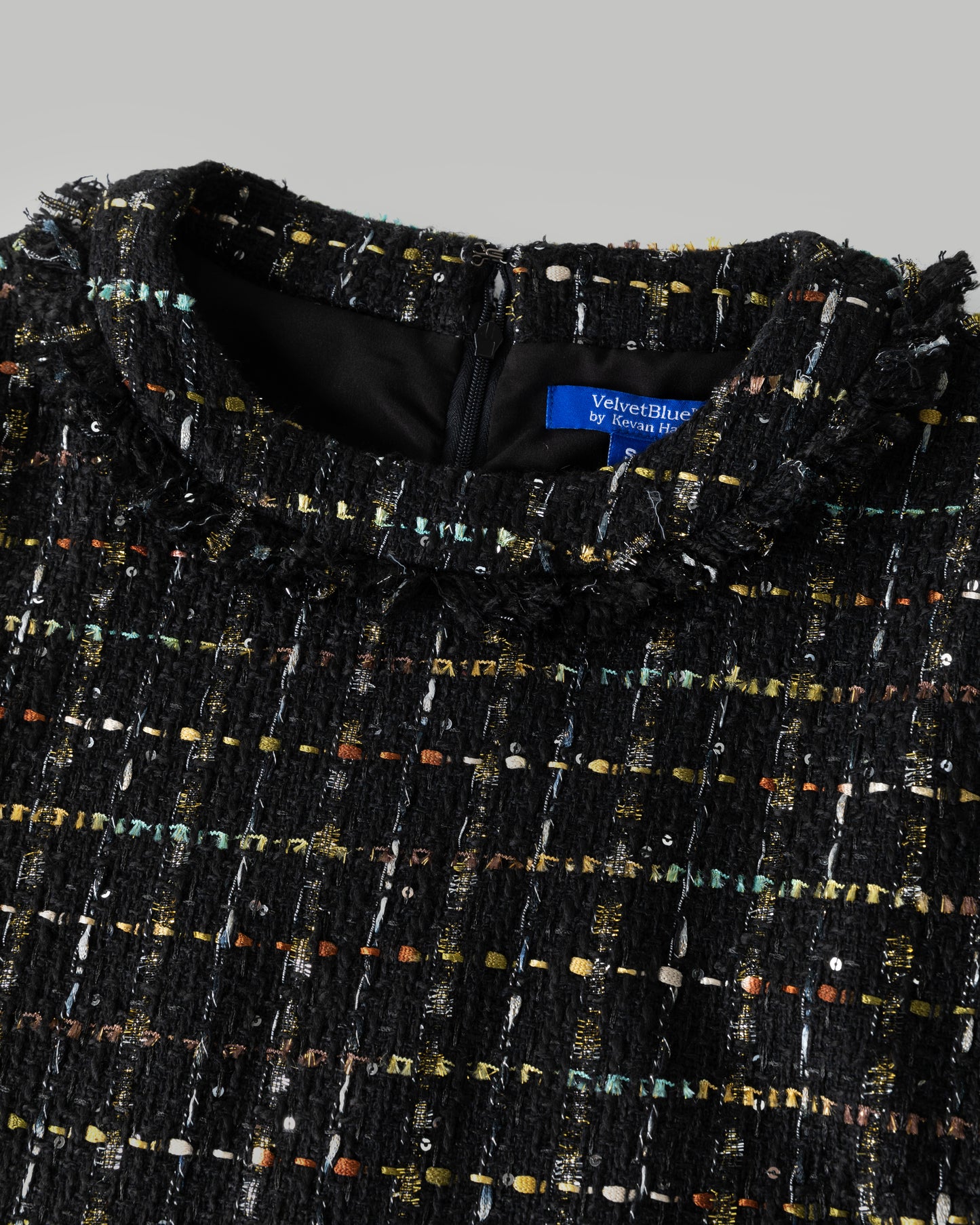 Kevan Hall X VelvetBlue Metallic Tweed Short Sleeve Mini Dress