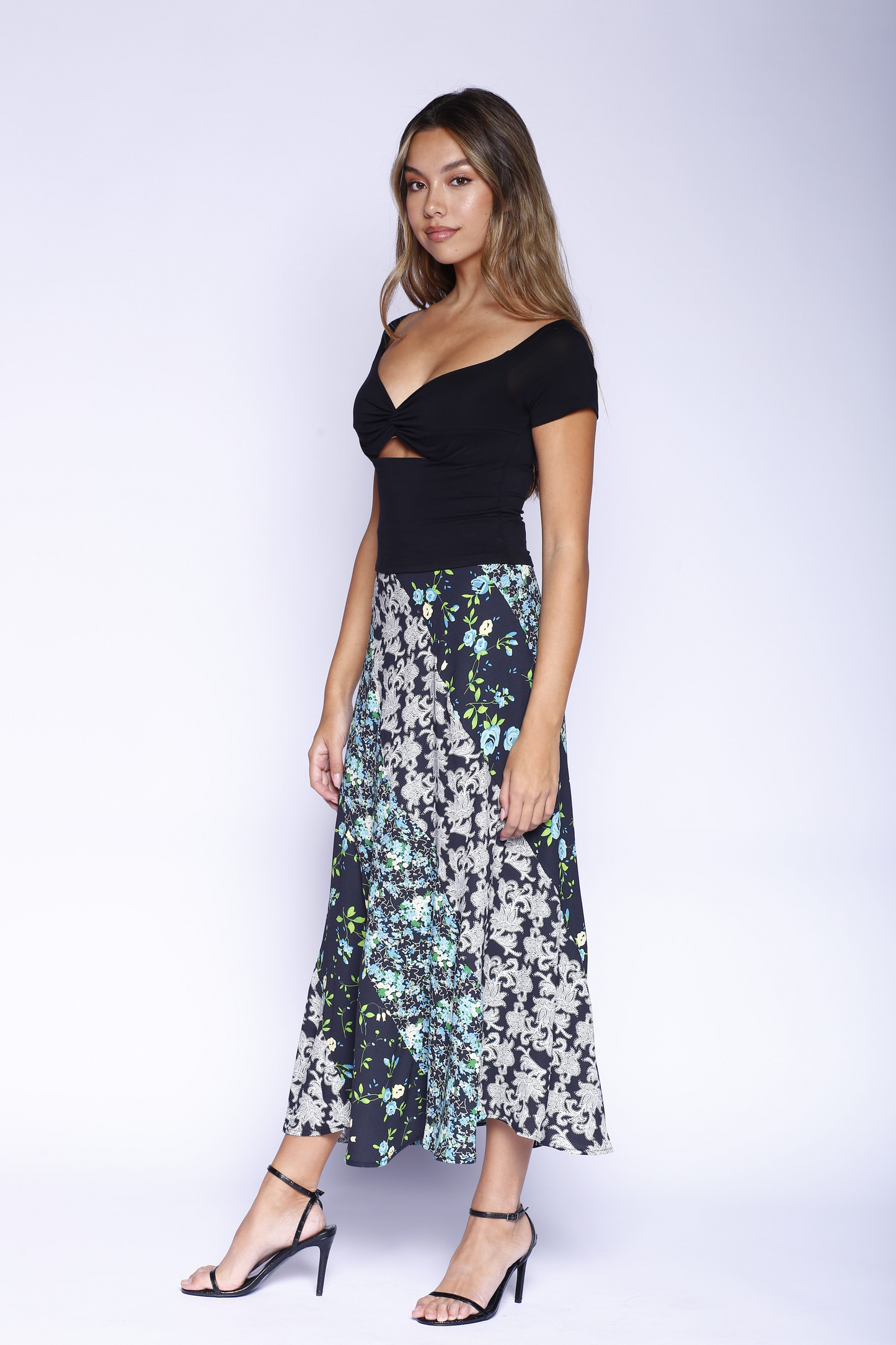 Kevan Hall X VelvetBlue Maxi Swirl Skirt