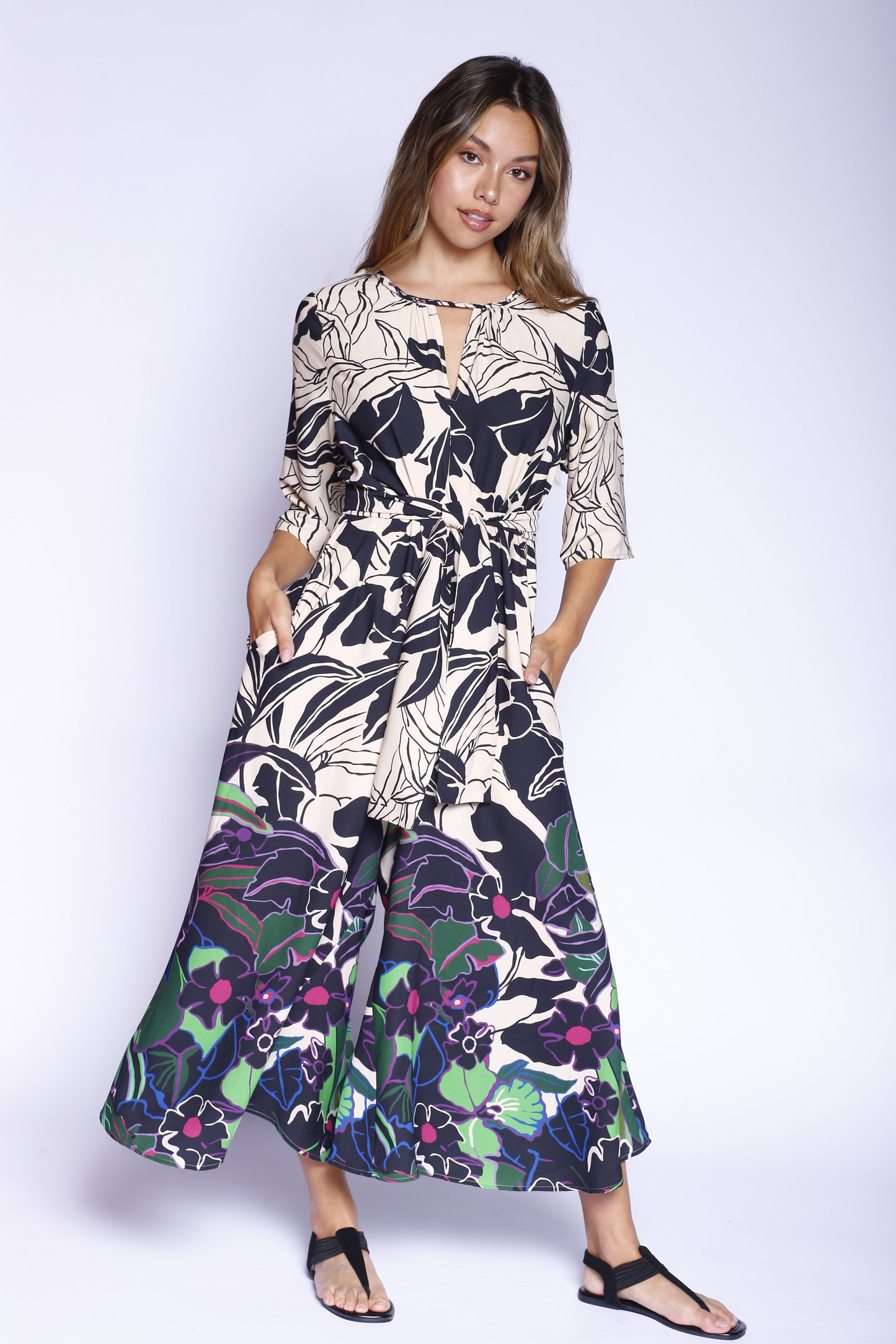 Kevan Hall X VelvetBlue Boder Printed Jumpsuit