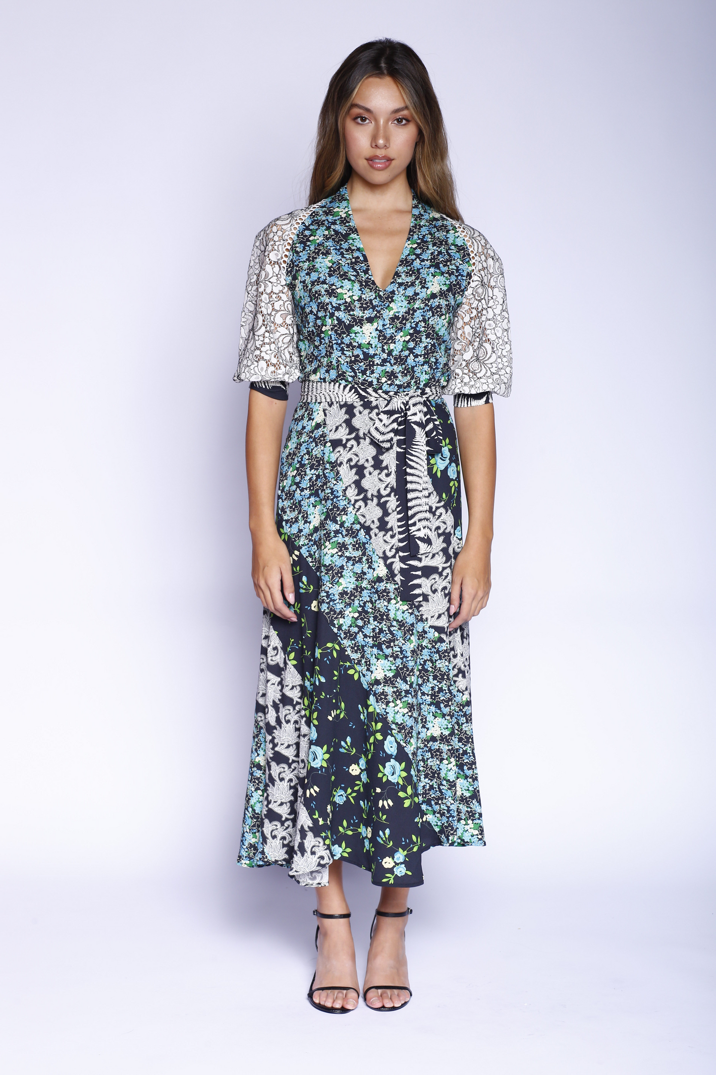 Kevan Hall X VelvetBlue Maxi Swirl Dress Green Multi Floral