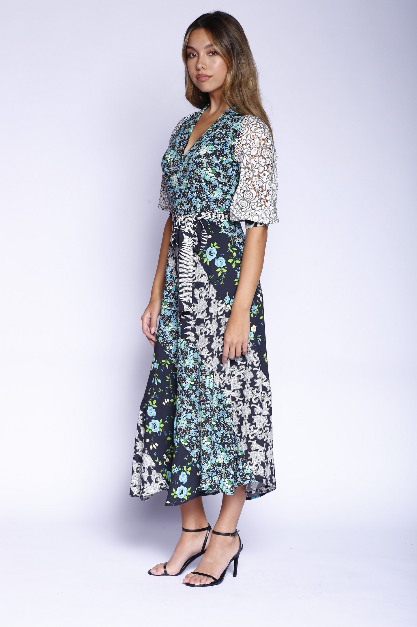 Kevan Hall X VelvetBlue Maxi Swirl Dress Green Multi Floral