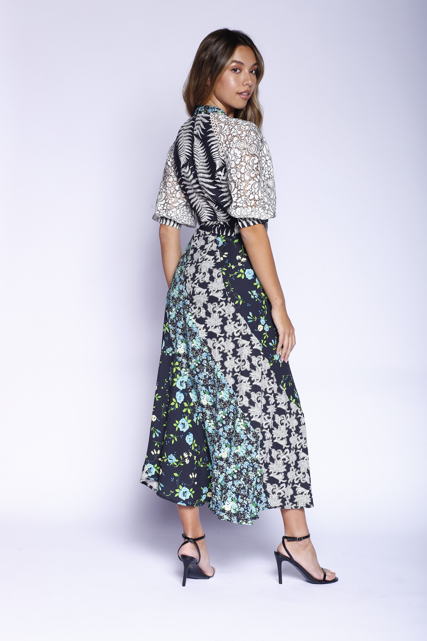 Kevan Hall X VelvetBlue Maxi Swirl Dress Green Multi Floral