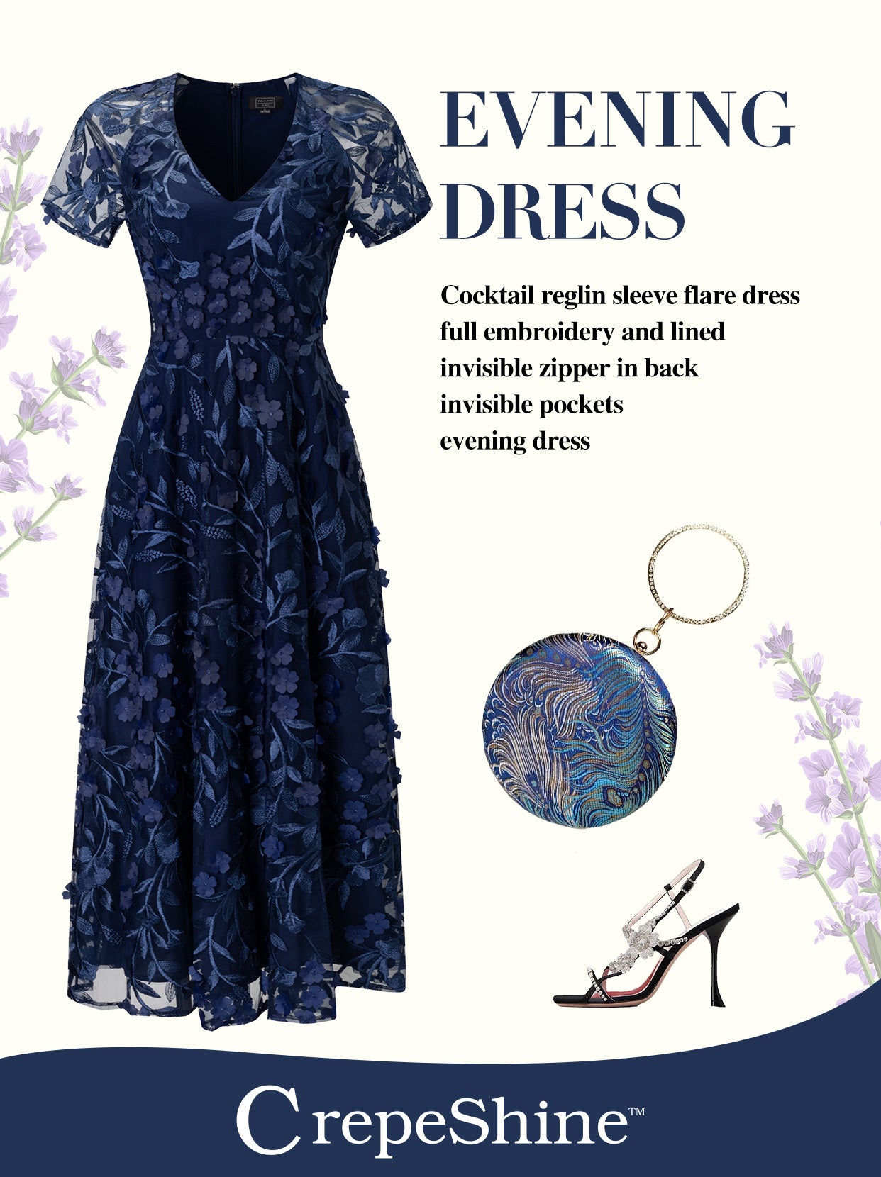 CrepeShine MIDNIGHT NAVY Evening Dress