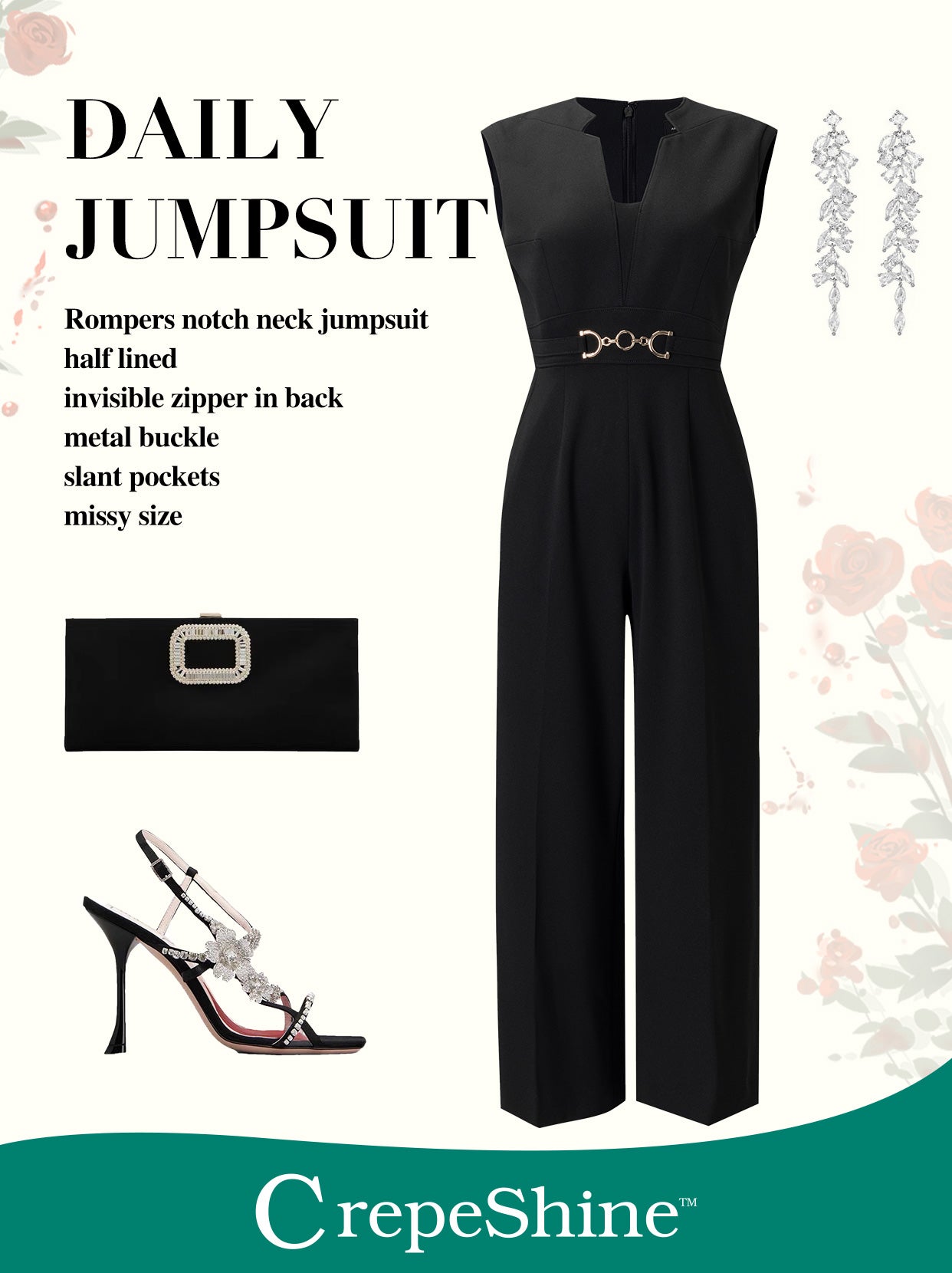CrepeShine BLACK Jumpsuit