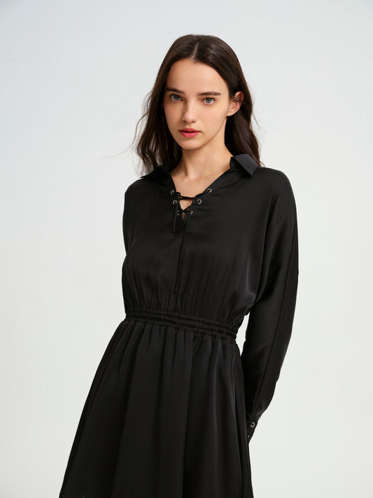 BlisSecret LACE UP V-NECK MINI DRESS