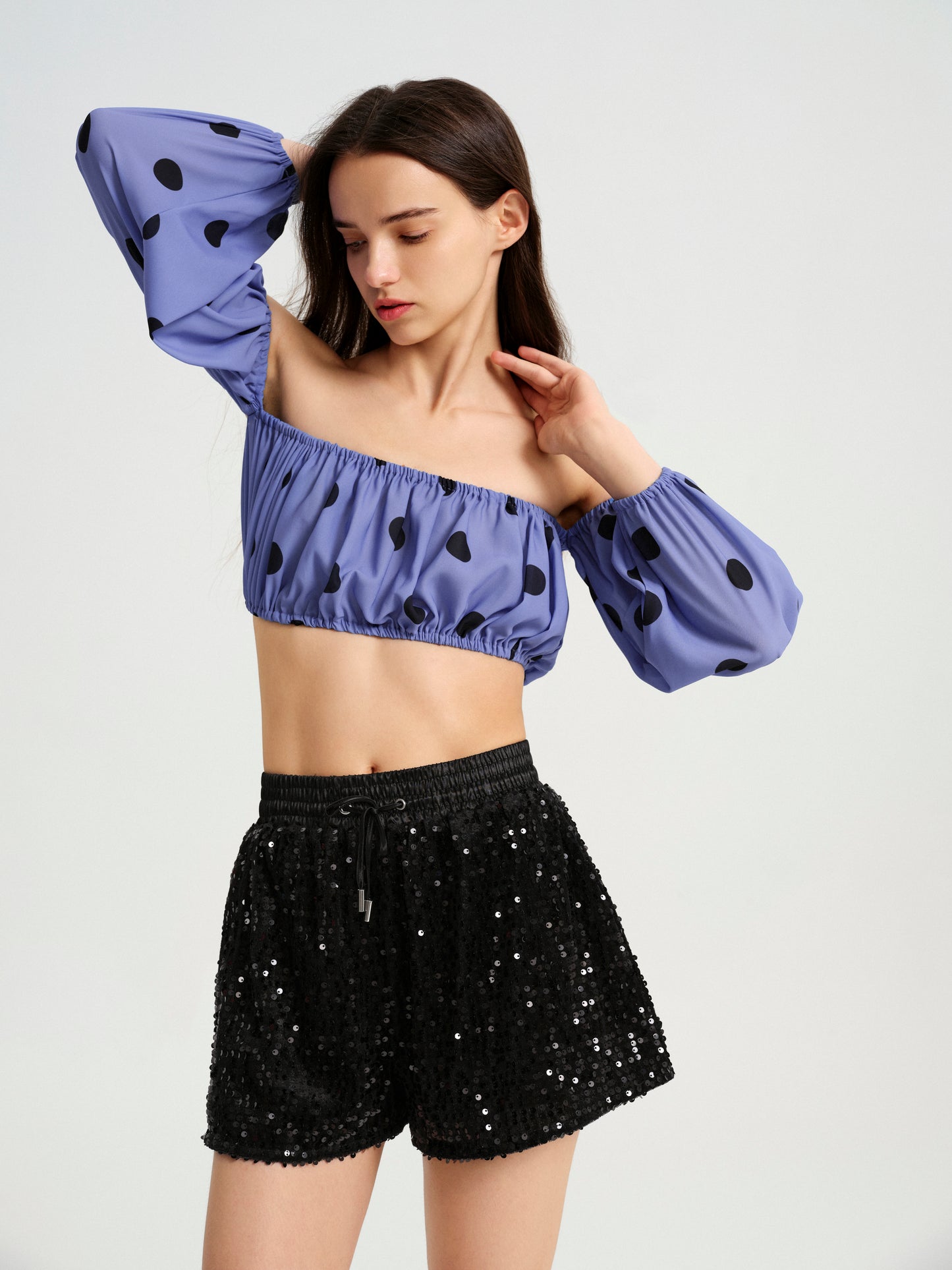 Off The Shoulder Cropped Bubble Top