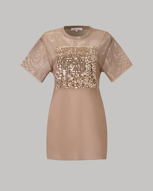 BlisSecret Oversize Mini T-Shirt Dress With Sequin Patch (2 pieces)