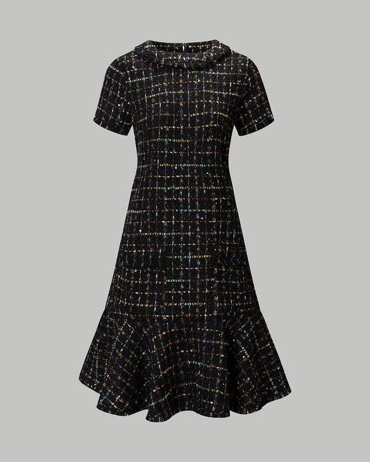 Kevan Hall X VelvetBlue Metallic Tweed Short Sleeve Mini Dress