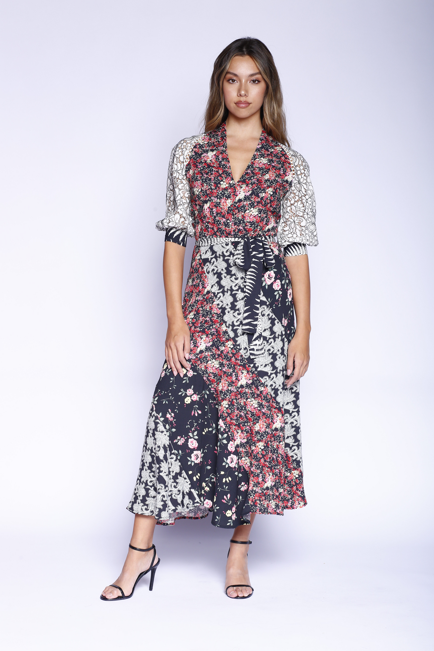 Kevan Hall X VelvetBlue Maxi Swirl Dress Pink Multi Floral