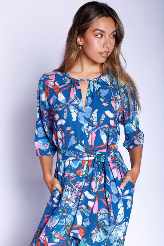 Kevan Hall X VelvetBlue Spirogragh Printed Jumpsuit